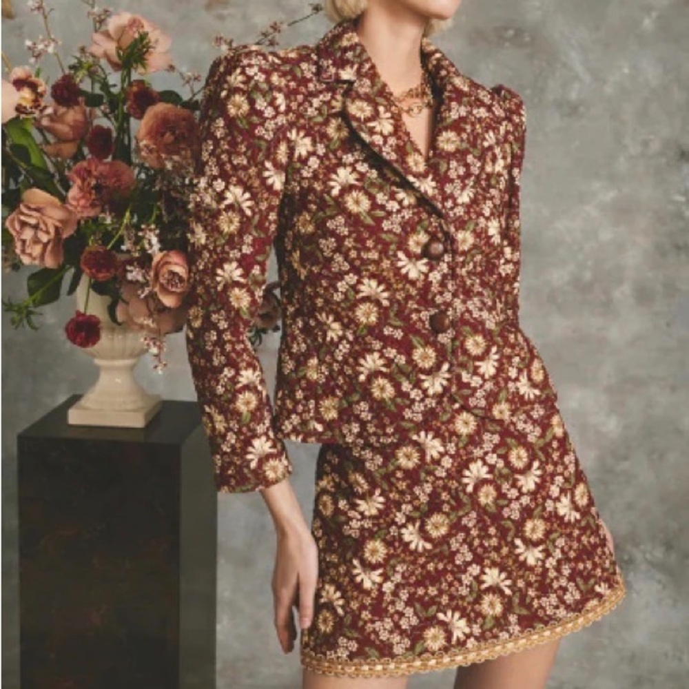 Cara Cara Blazer Calgary Vintage Floral Button Puff Sleeve Jacket‎ Sz 4